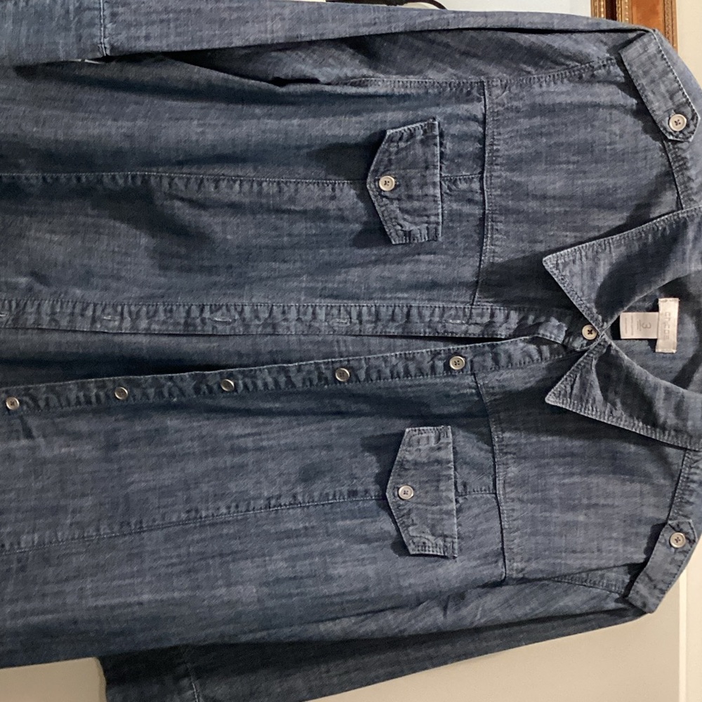 Chico's Denim Blue Button-Up Shirt